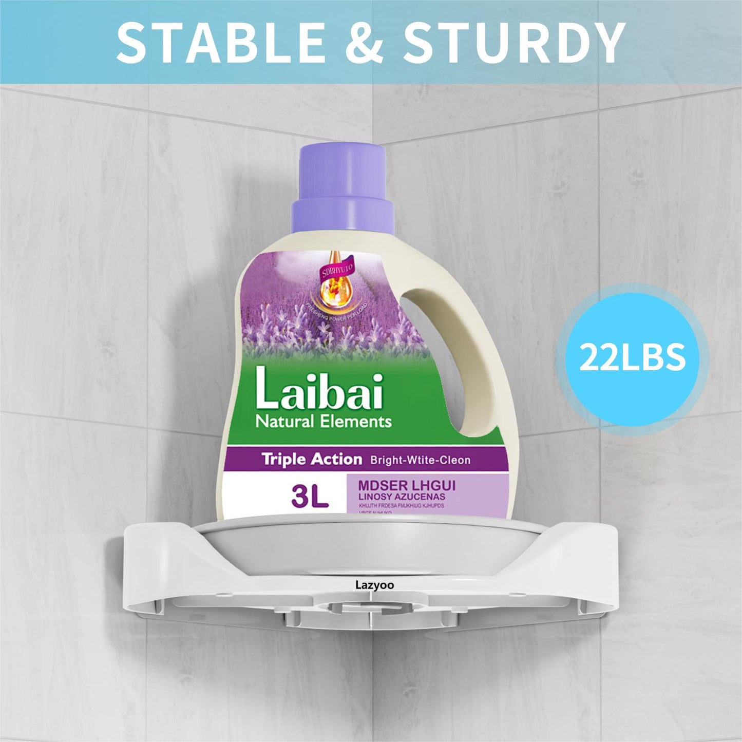 Lazyoo shower lazy susan,360° Rotate Shower Organizer Shelves,No Drilling Corner Shower Shelf Rack for Bathroom, Dorm and Kitchen
