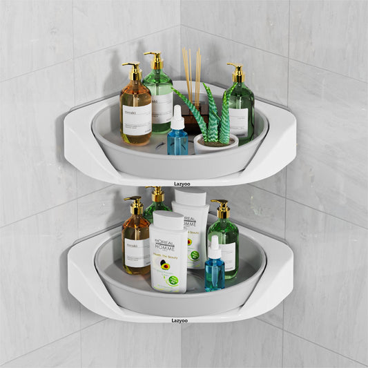 Lazyoo shower lazy susan,360° Rotate Shower Organizer Shelves,No Drilling Corner Shower Shelf Rack for Bathroom, Dorm and Kitchen